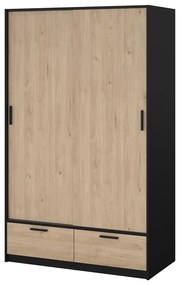 Șifonier negru/cu aspect de lemn de stejar cu ușă glisantă 121x200 cm Line – Tvilum