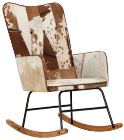 339689 vidaXL Scaun balansoar, maro, piele naturală