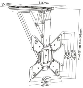 Suport inteligent de tavan pentru televizor MK FLORIA MKF-20DM444 55" negru Wi-Fi TUYA + telecomandă