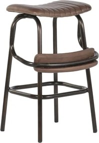 Scaun înalt de bar din metal si piele naturala, stil vintage, "Rotor"
