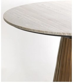 Masă de dining în culoarea bronz/în culoare naturală rotundă cu blat cu aspect de marmură ø 100 cm Rianne – Light &amp; Living