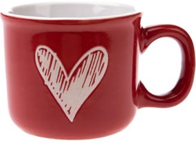 Set de 6 căni ceramice Inimioară I, 90 ml, roșu