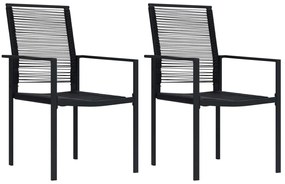 vidaXL Scaune de grădină, 2 buc., negru, ratan PVC