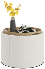 HOMCOM Taburet Taburet tapițat, in, spațiu de depozitare ascuns, capac reversibil, 5 6cm x 56 cm x 42 cm, crem + natural | Aosom Romania