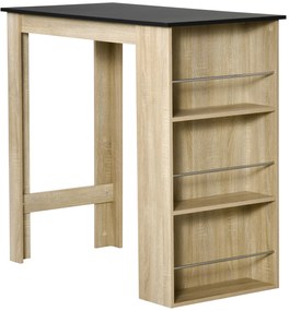 HOMCOM Masă de bar masă înaltă pentru bucătărie masă tip bar - dim. 112L x 57l x 106H cm - 3 rafturi - aspect stejar deschis/negru | Aosom Romania