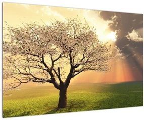 Tablou cu copac pe luncă (90x60 cm)