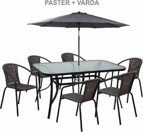 Masă dining, sticlă securizată/oţel, 150x90 cm, PASTER
