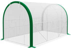 Outsunny Sere tunel, sera, usi cu fermoar, ferestre cu plasa, cadru metalic, 3,5 x 2 x 2m, alb | Aosom Romania