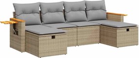 vidaXL Set canapele de grădină cu perne, 6 piese, bej, poliratan