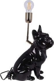 Lampa ceramica Bulldog Negru lucios h 35 cm
