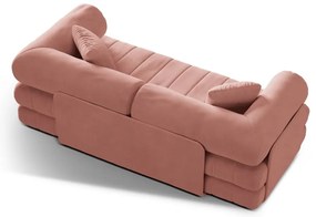 Canapea roz extensibilă cu tapițerie din catifea 206 cm Kemi – Cosmopolitan Design