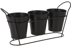 Set recipiente de ghiveci cu stativ Ribeira 3 buc., negru