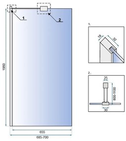 Paravan de dus Aero N 70 transparent