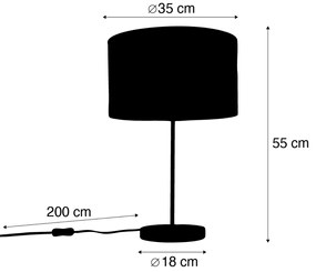 Lampă de masă din alamă cu abajur de catifea gri-maroniu 35 cm - Kaso