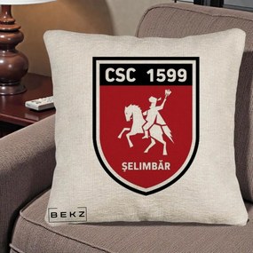 Perna Personalizata CSC 1599 Selimbar Fotbal, 40x40 cm, Bej Canapea, Husa Detasabila, Perna Inclusa, BEKZ®