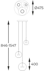 Lustră LED pe cablu Zuma Line P0428-03L-L4AC ENCELADUS 3xLED/5W/230V auriu
