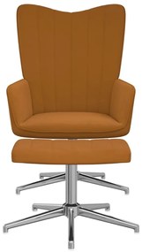 327740 vidaXL Scaun de relaxare cu taburet, maro, catifea