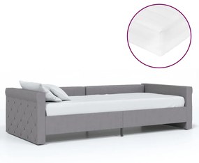 3080312 vidaXL Pat de zi cu saltea și USB, gri deschis, 90x200 cm, textil