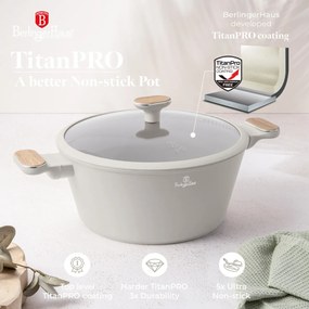Set oale si tigai 10 piese Sahara Nordic Berlinger Haus BH 8324, crem mat, compatibil inductie, capace cu strecurator