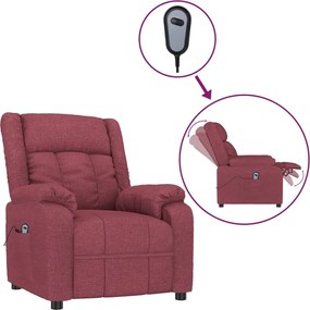 vidaXL Fotoliu rabatabil electric, roșu vin, material textil