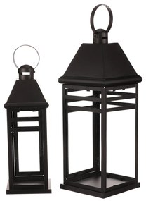 Set de felinare din metal negru, 2 buc