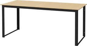 Outsunny Masă de grădină metalică 175x78 cm rezistentă la intemperii, masă pentru balcon cu aspect de lemn, masă de luat masa cu suprafață antiderapantă negru | Aosom Romania