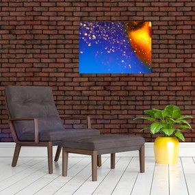 Tablou - Body art, combinație auriu-albastru (70x50 cm)