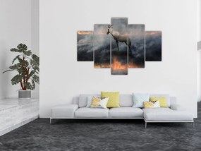 Tablou cu capră de munte în foc (150x105 cm)