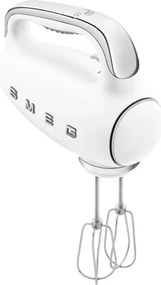 Mixer manual SMEG 50's Style HMF01WHEU, 250 W, 9 viteze, Functie Turbo, Afisaj LED, Timer, Accesorii, Alb