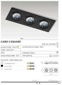 Spot incastrat tavan/plafon CARO 3 S negru