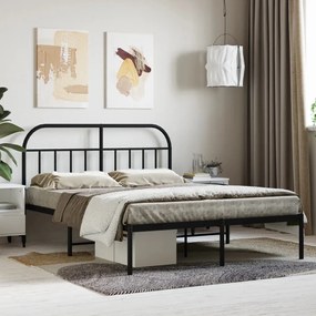 353635 vidaXL Cadru de pat metalic cu tăblie, negru, 140x190 cm