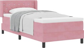 vidaXL Pat cu arcuri cu saltea cu headboard Roz 200 x 100 cm Catifea
