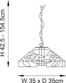 Endon 64385 - Candelabru pe lanț Tiffany WILLOW 1xE27/60W/230V Ø 35 cm
