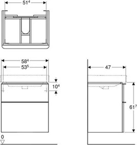 Geberit 500.352.JR.1 - Corp sub chiuvetă Smyle Square 61,7x58,4 cm, nuc