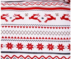 2x lenjerie de pat din microplus RETRO CHRISTMAS alb + cearsaf din microplus SOFT 180x200 cm alb