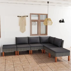 3059713 vidaXL Set mobilier de grădină cu perne, 6 piese, gri, poliratan