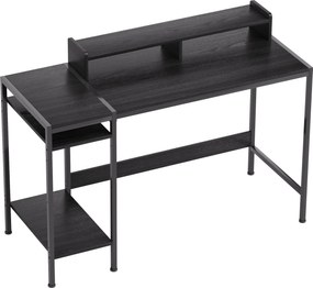 HOMCOM Birou PC cu Rafturi Reversibile, Suport pentru Monitor și 2 Rafturi Reglabile, 120x48x85,5 cm, Negru | Aosom Romania