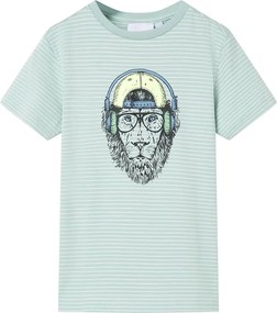 vidaXL Tricou pentru copii cu dungi, verde mentă, 128