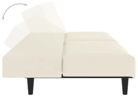 Canapea extensibila 2 locuri si taburet, crem, piele ecologica Crem, Cu scaunel pentru picioare