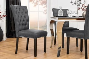 Set 2 scaune Stil Baroc, Piele Sintetica, Negru Vintage, CASTLE