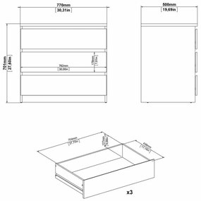 Comodă Simplicity 77 x 50 x 70 cm, alb lucios