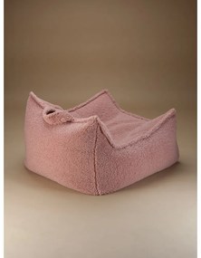 Fotoliu puf pentru copii roz cu tapițerie din țesătură bouclé Chair – Wigiwama