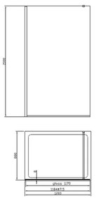 Paravan dus sticla securizata walk-in 120x200 cm, auriu periat, Mediterraneo Foxy 1200x2000 mm