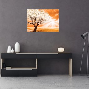 Tablou pe sticlă cu pomul portocaliu (70x50 cm)
