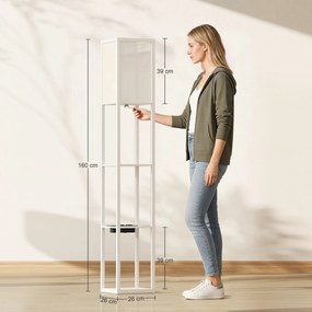 HOMCOM Lampă de Podea LED cu Rafturi, Lampă Modernă cu Comutator cu Pedală și Porturi USB, Temperatură de Culoare Reglabilă pentru Living și Dormitor, Alb | Aosom Romania