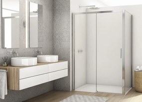 Cabina dus crom 140x100 cm, usa culisanta, grosime sticla 6 mm, tratament anticalcar, Ronal