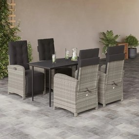 vidaXL Set mobilier de grădină cu perne, 5 piese gri deschis poliratan