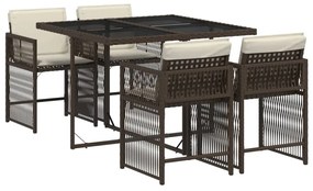 3211617 vidaXL Set mobilier de grădină, 5 piese, cu perne, maro, poliratan