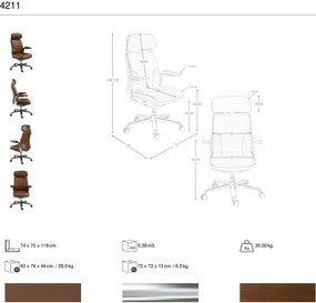 Scaun de birou modern piele sintetica si furnir de nuc Brown