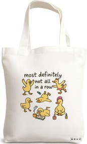 Sacosa de Panza pentru Cumparaturi, Geanta Tote, model Silly Goose 7, 38 x 34.5 cm, Alba, BEKZ®